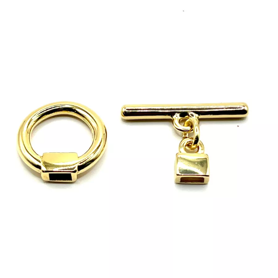 Fermoir T pour cuir 5mm plat argent vif ou antique - Or