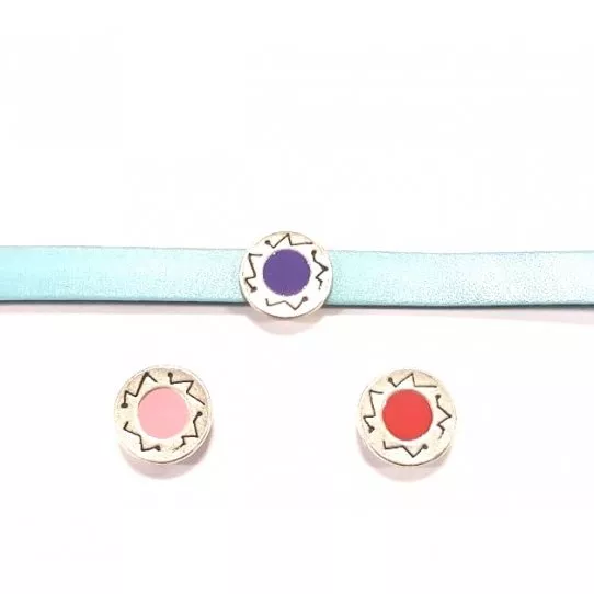 Passant rond coloré pour cuir plat 10mm - Rose Clair