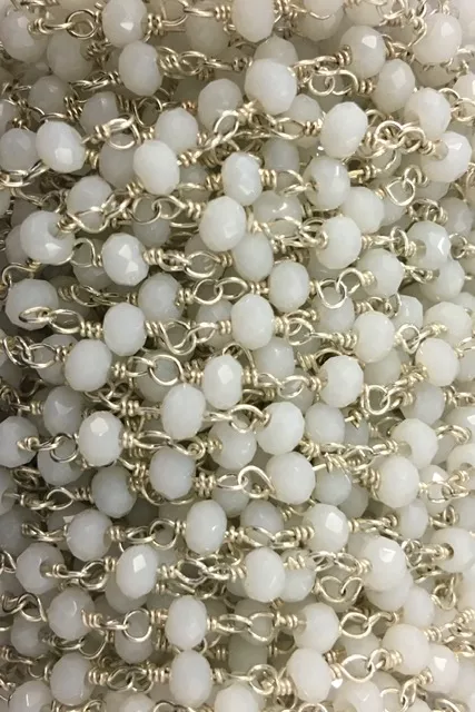 Chaine facette argenté - Blanc