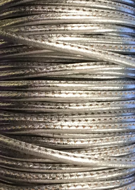 NOUVEAUTES Cuir de chèvre cousu 2.70mm métallisé,7 couleurs - Argent