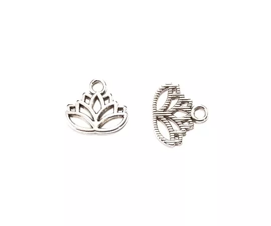 Pendant petit lotus - Argent antique