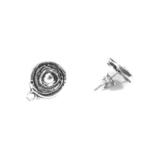 Boucle d’oreille à clous en zamac plaqué argent ou doré - Argent antique