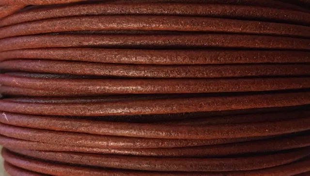 Cuir rond 2 mm couleurs pastel et métallisées - Rouille