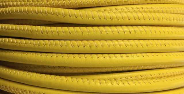 Cuir rond cousu ton sur ton, souple en 5mm - Jaune