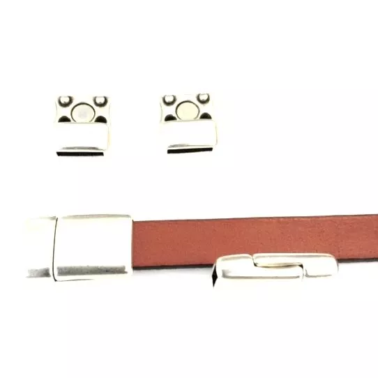 Fermoir aimanté 10X 2.5mm, ouverture facile sur les côtés - Argent antique