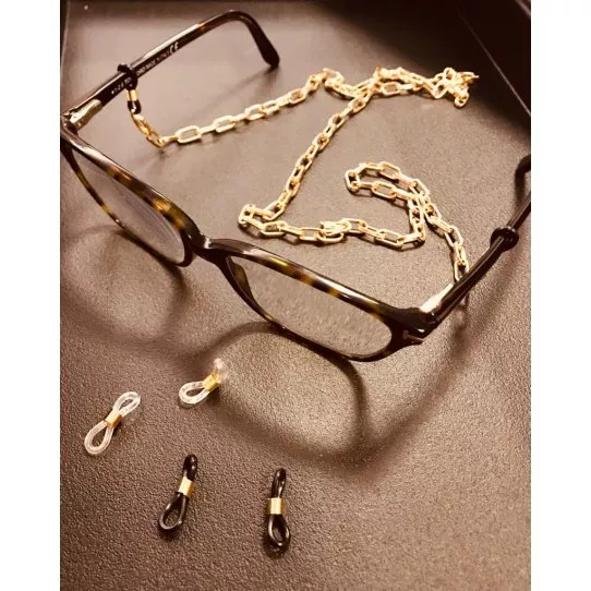 Embout silicon doré pour cordon à lunettes - transparent