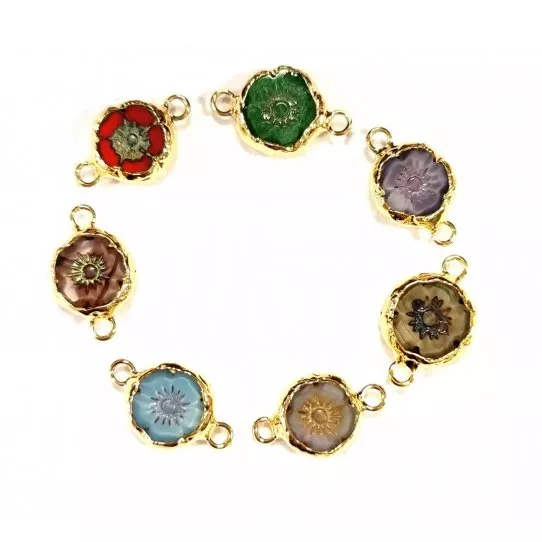 Intercalaire fleur pierre semi-précieuse - Taupe