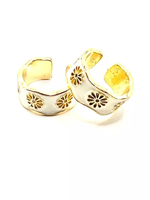 Bague en laiton doré émaillé - Blanc