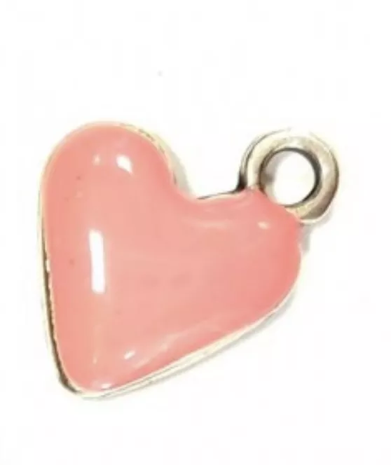 Pendant coeur émaillé - Rose Clair