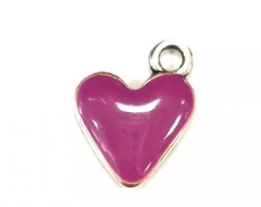 Pendant coeur émaillé - Violet