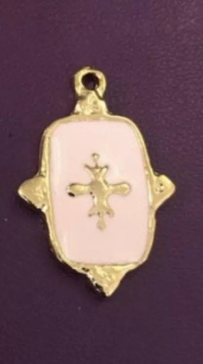 Pendant émaillé 23 x 13mm - Rose clair