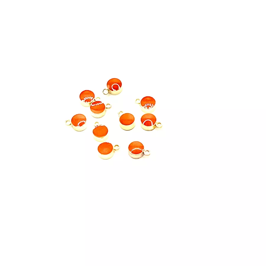 Pendant pastille émaillée 5mm laiton doré - Orange