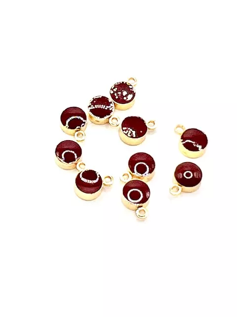 Pendant pastille émaillée 5mm laiton doré - Bordeaux