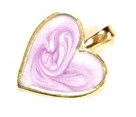 Pendant coeur émaillé double face en laiton - Lilas