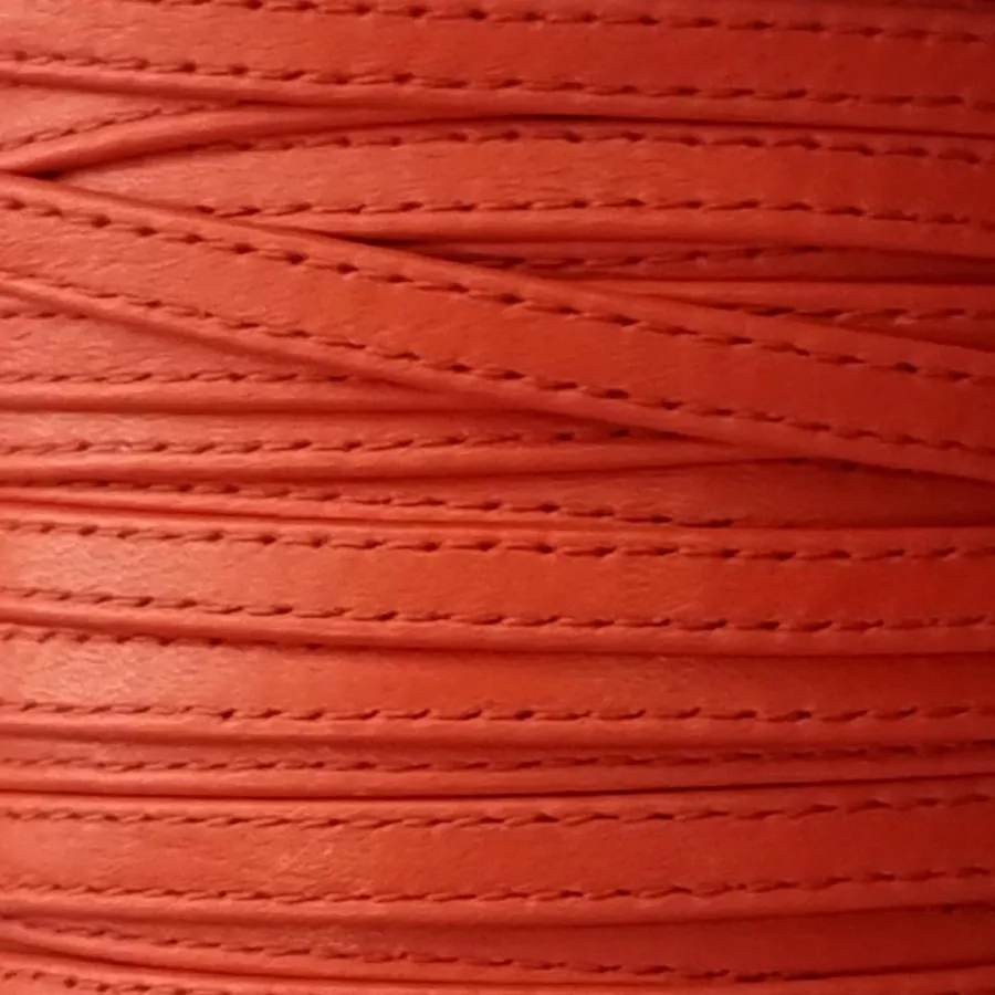 Cuir de chevre double couture 5mm souple  - Rouge