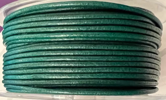 Cuir rond 2 mm couleurs pastel et métallisées - Vert turquoise