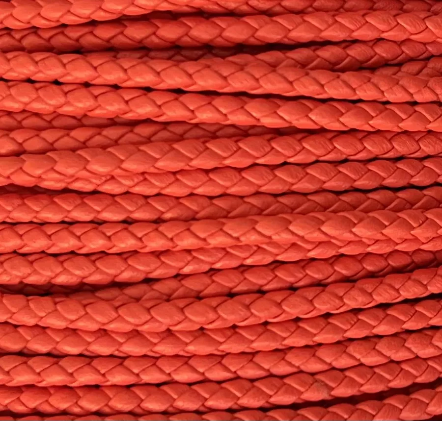 Cuir tressé rond 3-Qualité Joaillerie-nouvelles couleurs - Corail