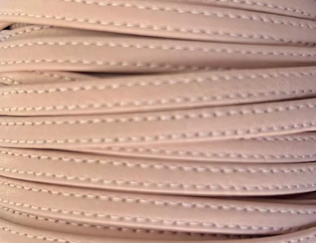 Cuir de chevre double couture 5mm souple  - Rose poudré