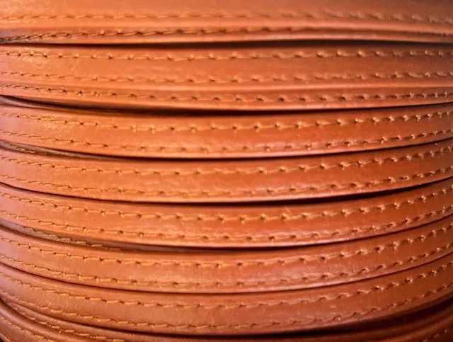 Cuir de chevre double couture 5mm souple  - cognac