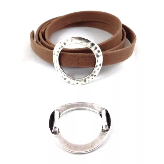 2 Passants 10mm en forme de cercle argent antique ou argent vif - Argent antique