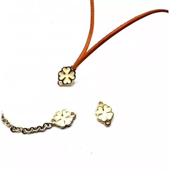 Intercalaire feuille de trèfle émaillée - Beige