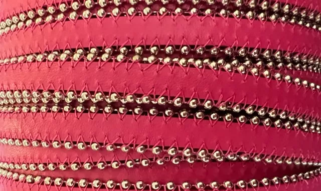 Cuir satiné ou non avec chaîne boule 10 mm-NOUVELLES COULEURS - Fuchsia