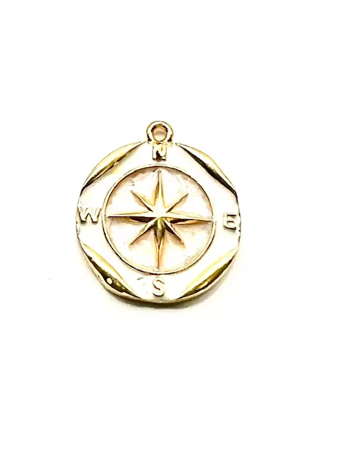 Pendant étoile du nord émaillé en laiton doré - Beige