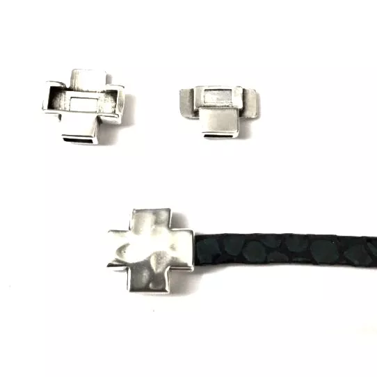 Fermoir aimanté croix 5mm - Argent antique