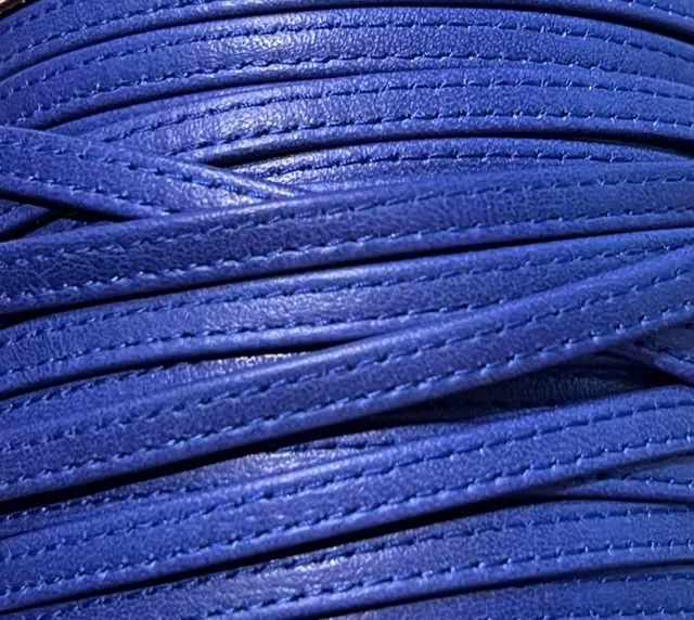 Cuir de chevre double couture 5mm souple  - Bleu