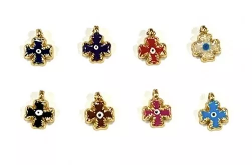 Petite croix de malte émaillée 7.8 x 7.8mm - Bleu marine