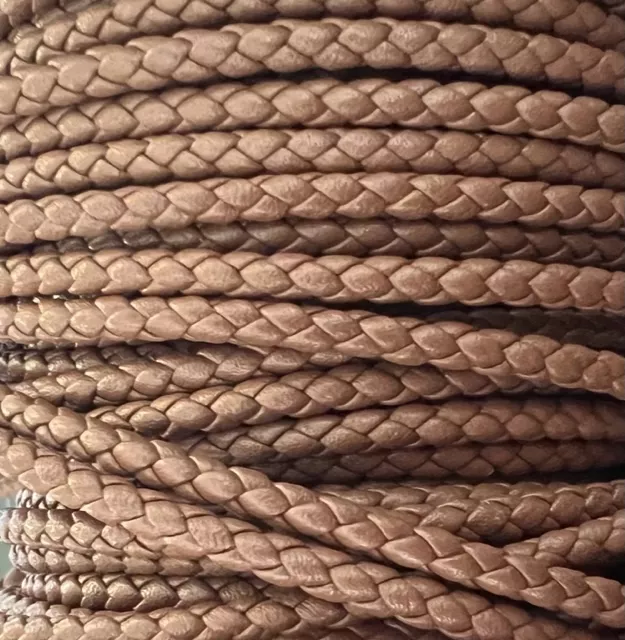 Cuir tressé rond 3-Qualité Joaillerie-nouvelles couleurs - Marron clair