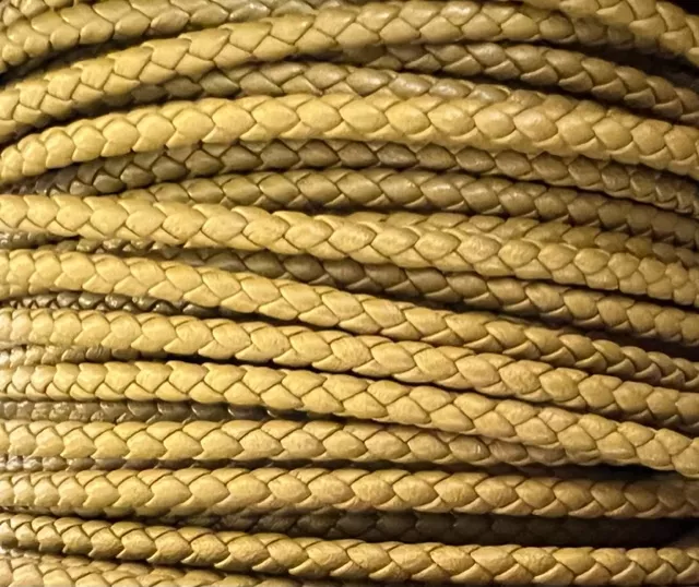 Cuir tressé rond 3-Qualité Joaillerie-nouvelles couleurs - Kaki claire arizona