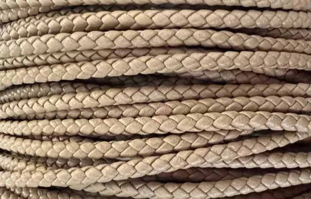 Cuir tressé rond 3-Qualité Joaillerie-nouvelles couleurs - Beige foncé