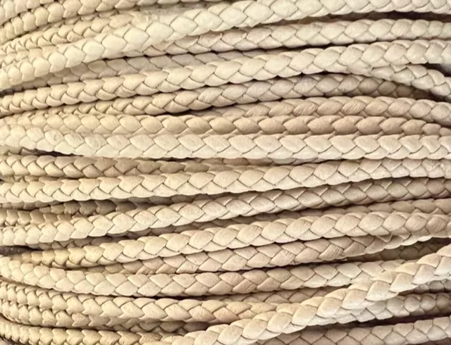Cuir tressé rond 3-Qualité Joaillerie-nouvelles couleurs - ecru