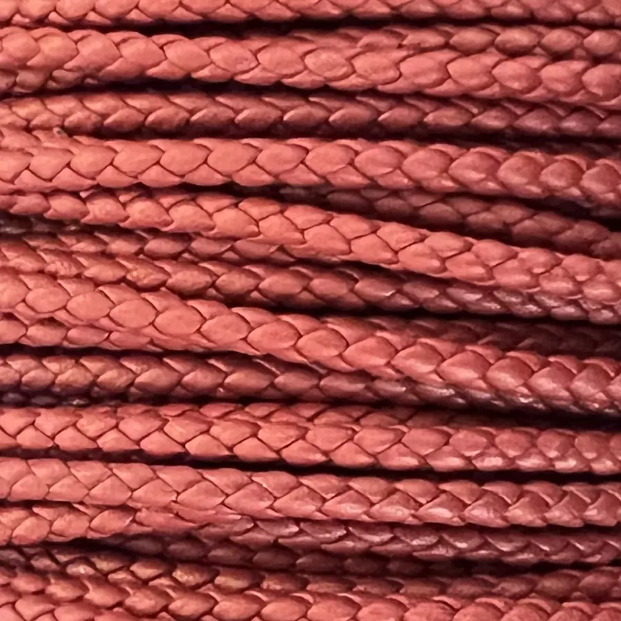 Cuir tressé rond 3-Qualité Joaillerie-nouvelles couleurs - Rouge bordeaux