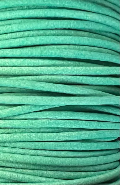 Cuir rond 2 mm couleurs pastel et métallisées - acqua marine 