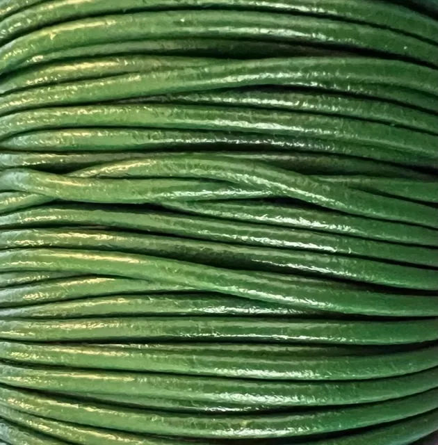 Cuir rond 2 mm couleurs pastel et métallisées - VERT BOUTEILLE