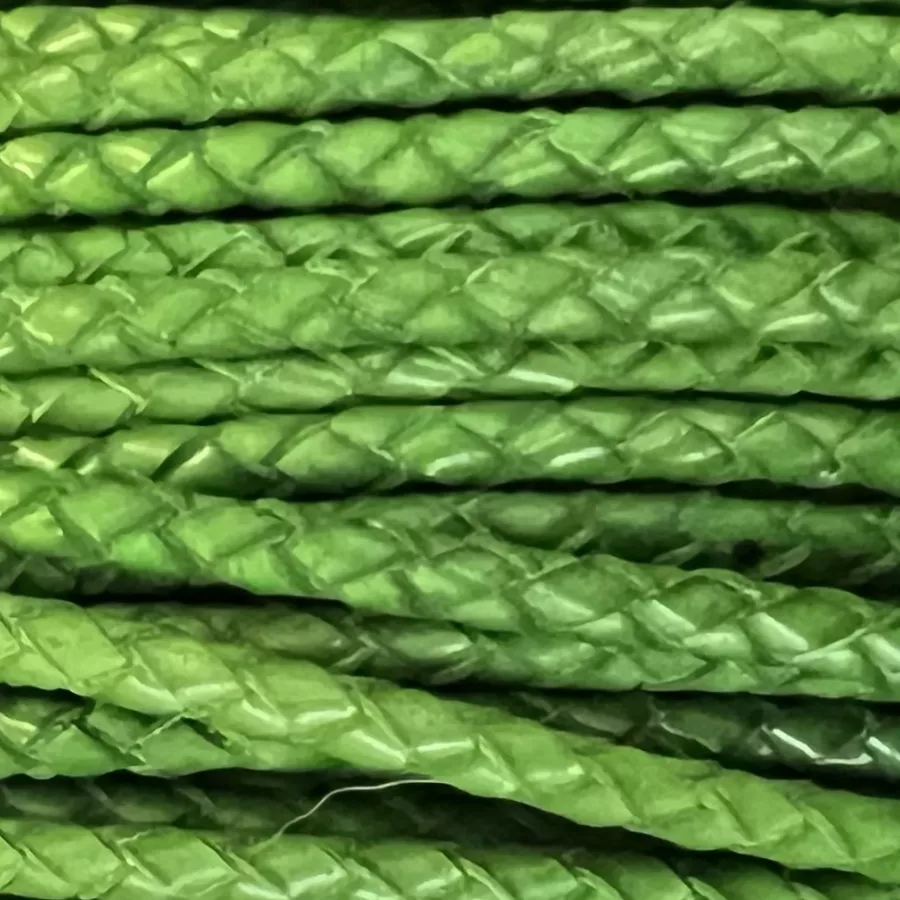 Tressé rond 4mm syntetique, VEGAN, 11 COULEURS - Vert herbe