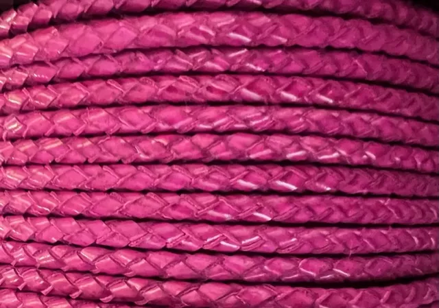 Tressé rond 4mm syntetique, VEGAN, 11 COULEURS - Fuchsia