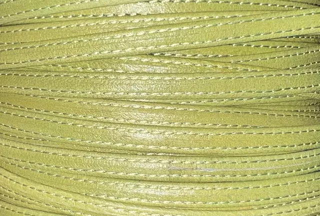 Cuir d'agneau plongé 5 mm double coutures-NOUVELLES COULEURS - Vert anis