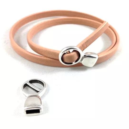 Fermoirs Boucle pour cuir 5mm - Argent antique