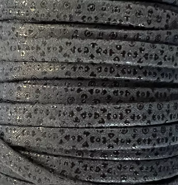 Cuir 5mm avec motif - Bleu marine Marron moyen