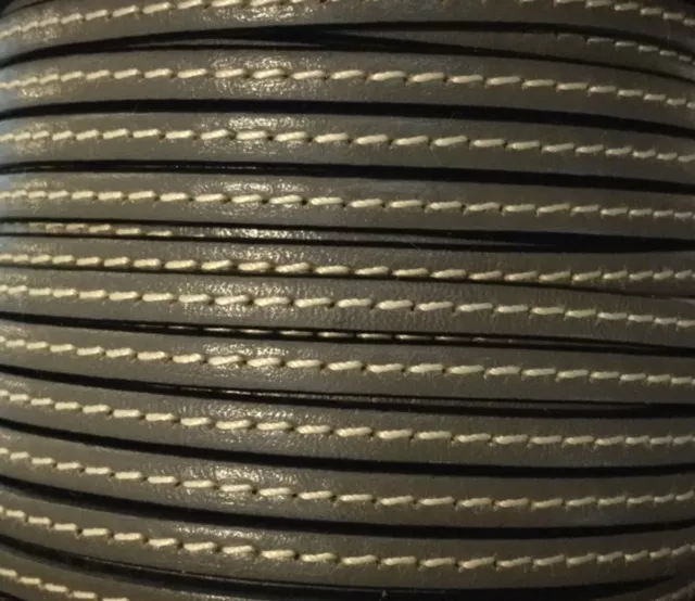 Cuir de veau cousu 5mm - Taupe