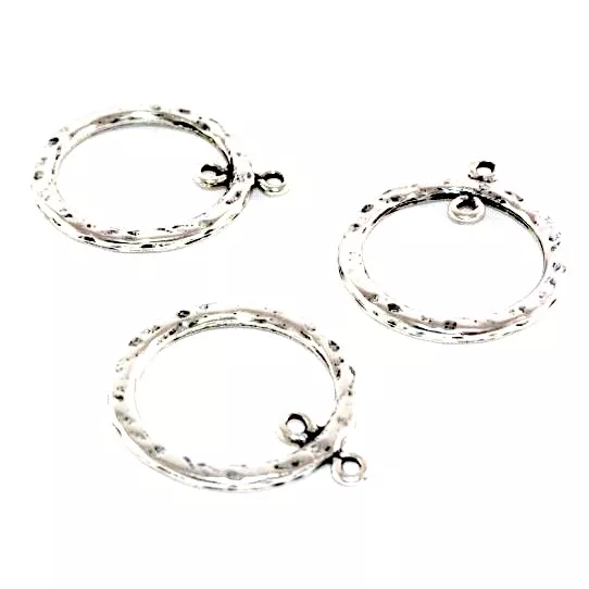 Pendant cercle martelé argent ou OR - Argent antique