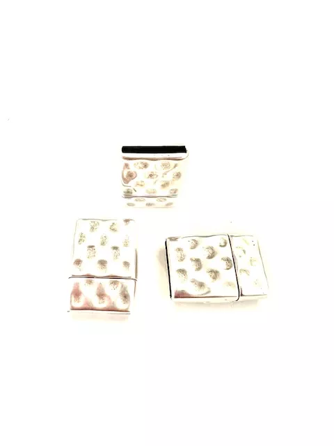 Fermoir aimanté 15 mm martelé ARGENT ANTIQUE OU OR - Argent antique