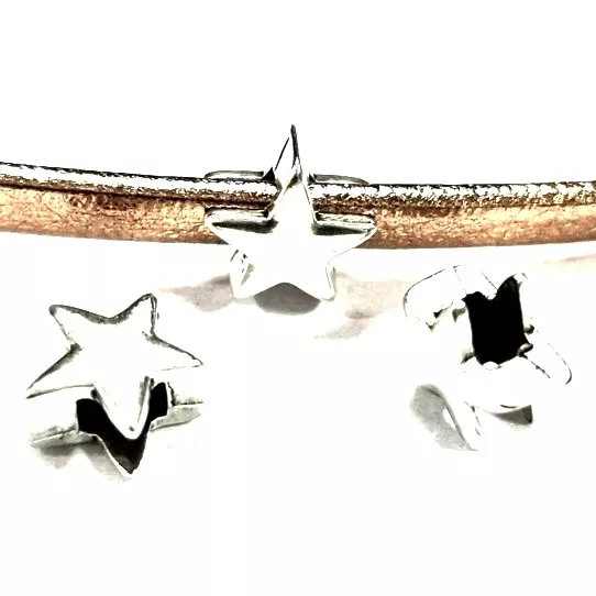 Passant étoile pour cuir 3mm plat argent ou or - Argent antique