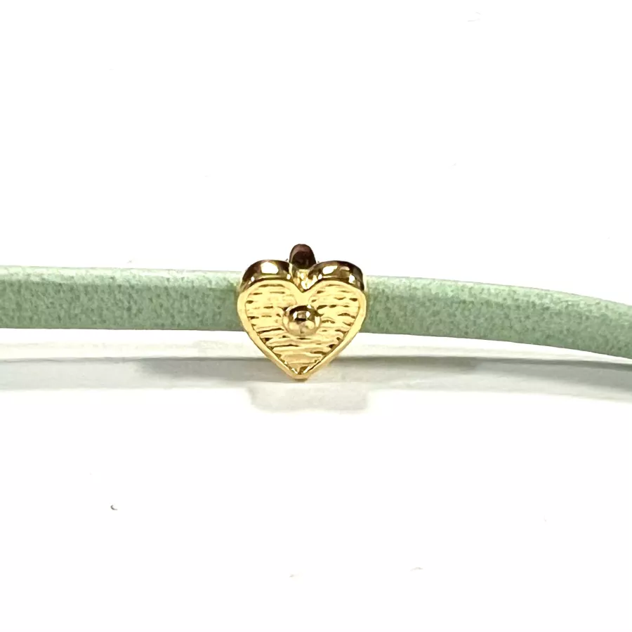 Passant coeur pour cuir 3mm argent ou doré - Or