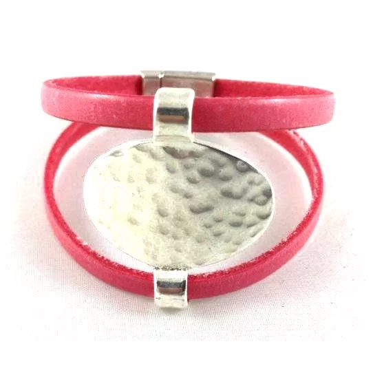 5 Passants  ovales  en étain pour cuir 5mm- - Argent vif