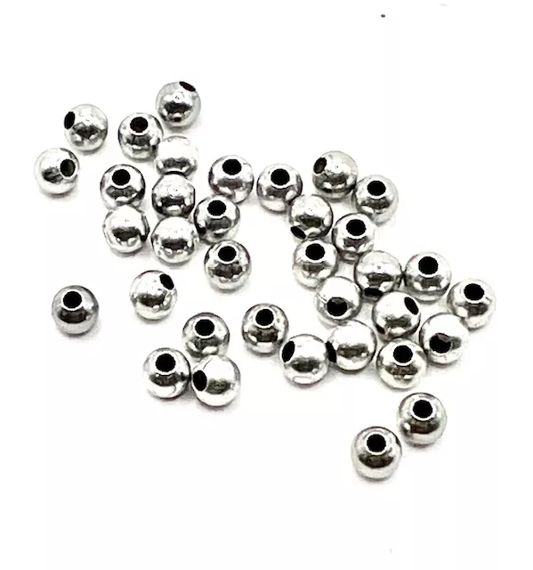 perles 4mm en laiton dorées ou argent antique - Argent antique
