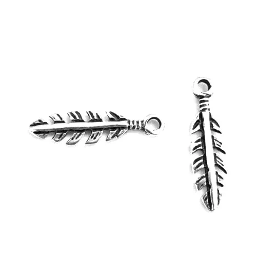 Pendant plume - Argent antique Or